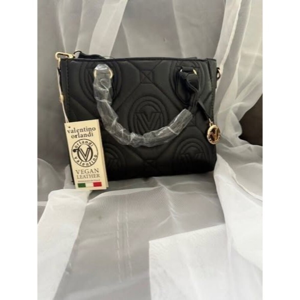 Valentino Orlandi Black Quilted Tote Bag